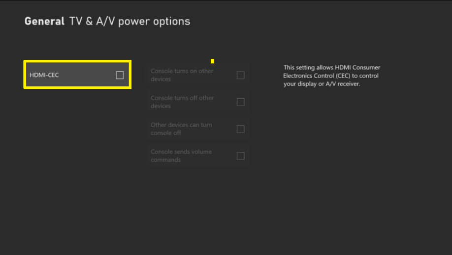 Hit the HDMI CEC option on Xbox to turn On Vizio TV