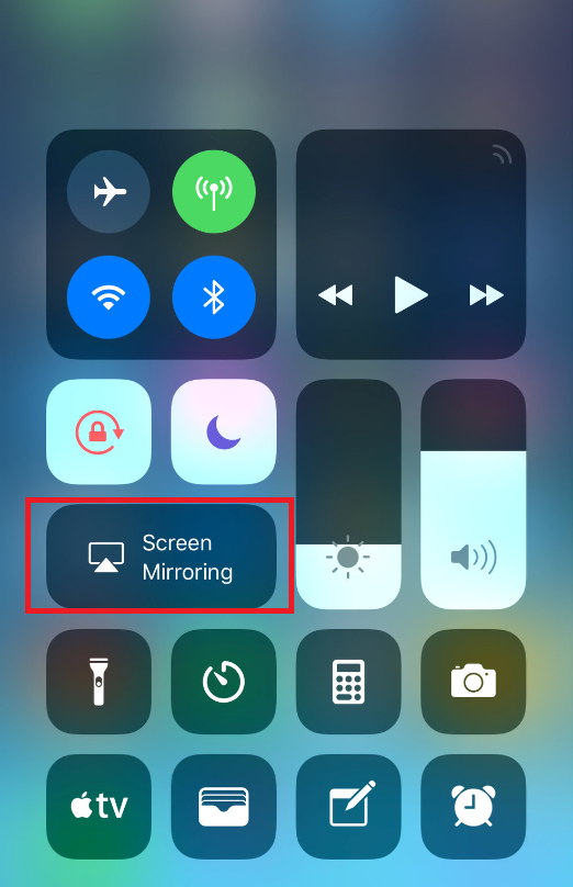 Hit the Screen Mirroring option on iOS Device