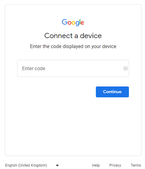 Enter the Activation code on YouTube TV website