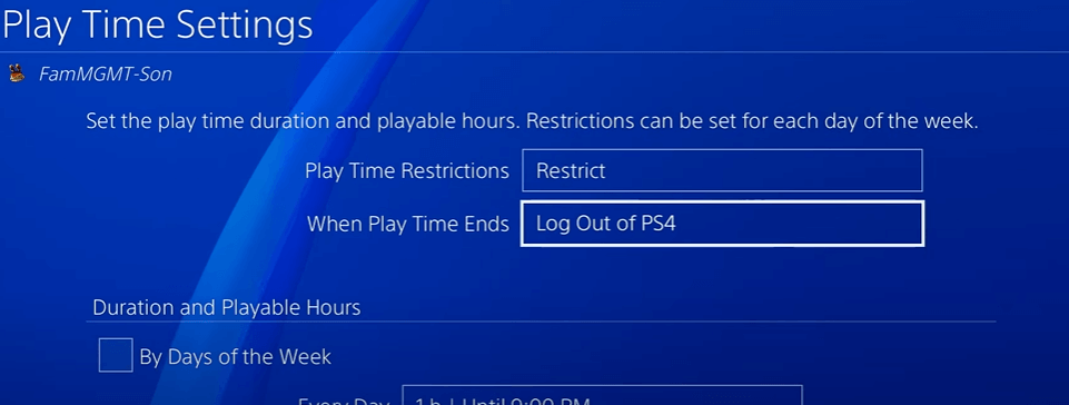 Choose Restrict in Playtime on PS4