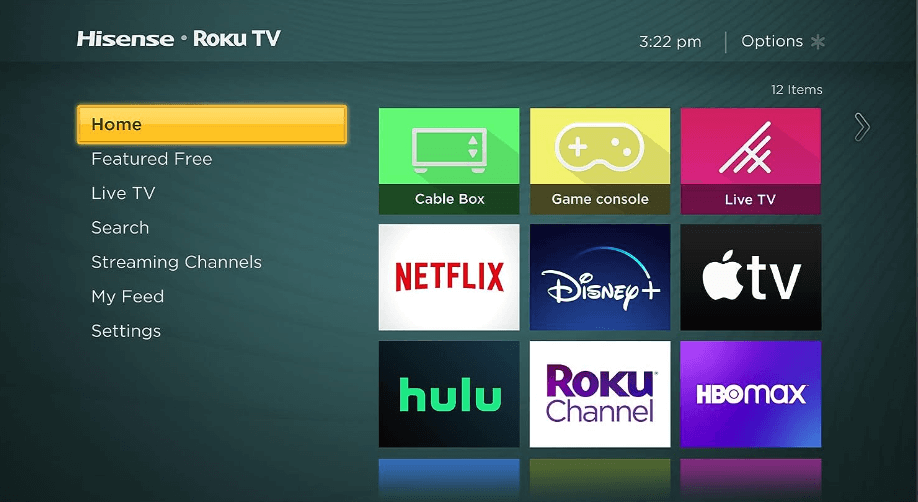 Hit the Streaming Channels option on Hisense Roku TV
