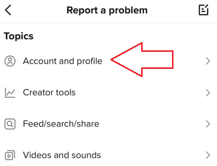 Click the Account and Profile option on TikTok app