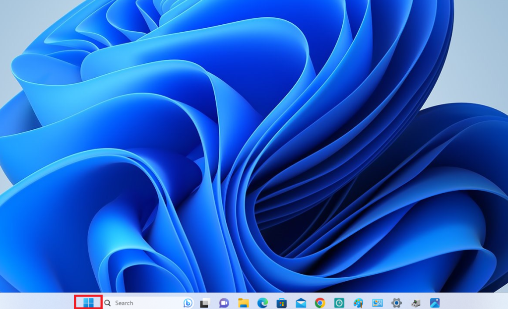 Click on Windows icon placed near the taskbar