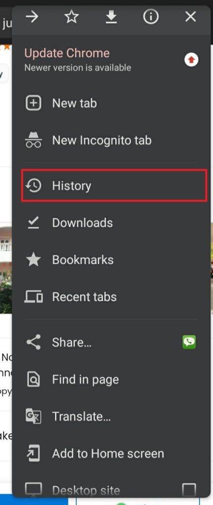 Hit the History option on Chrome browser