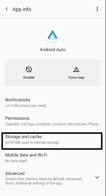 Click on Storage and Cache option to clear cache on Android