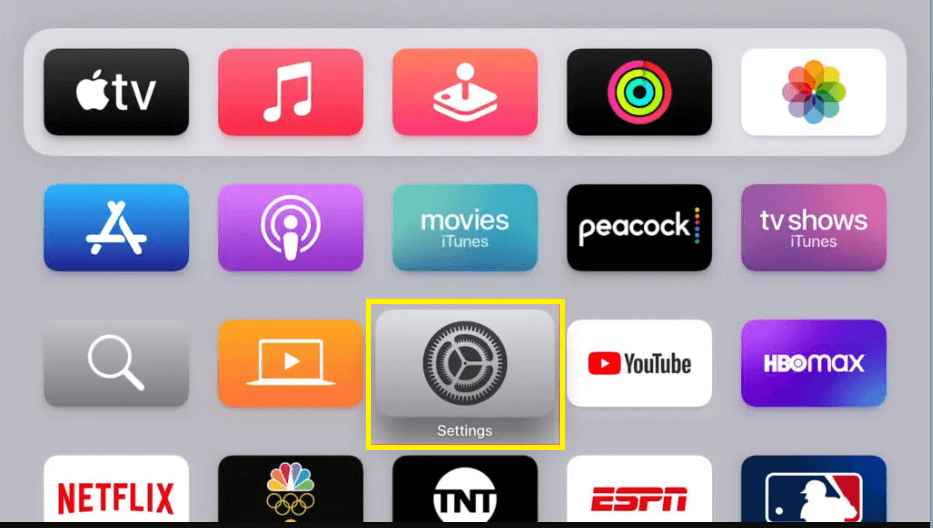Hit the Settings option on Apple TV