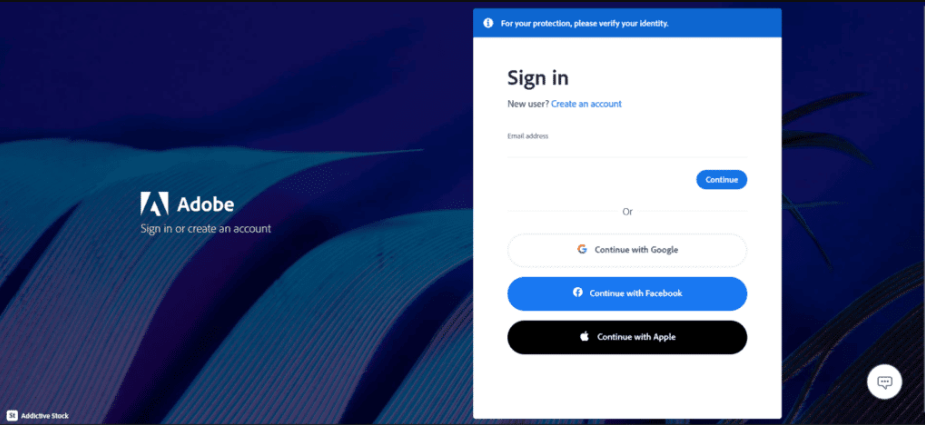 Sign in to the Adobe Account