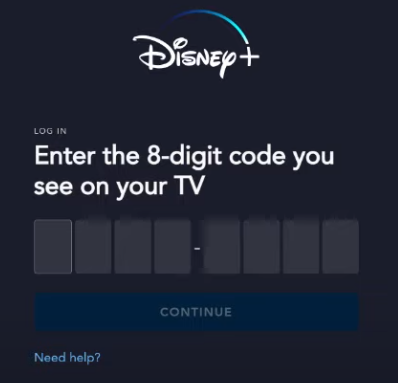 Hit the Continue option on Disney Plus