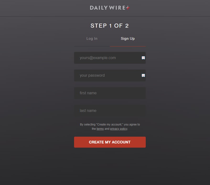 Click on Create a new account option on DailyWire website