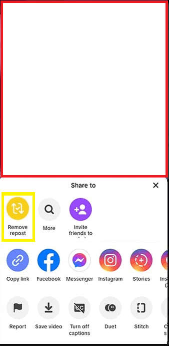 Tap the Remove Repost option on TikTok