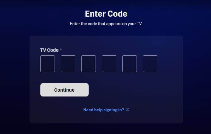 Enter the 6-digit code and click Continue