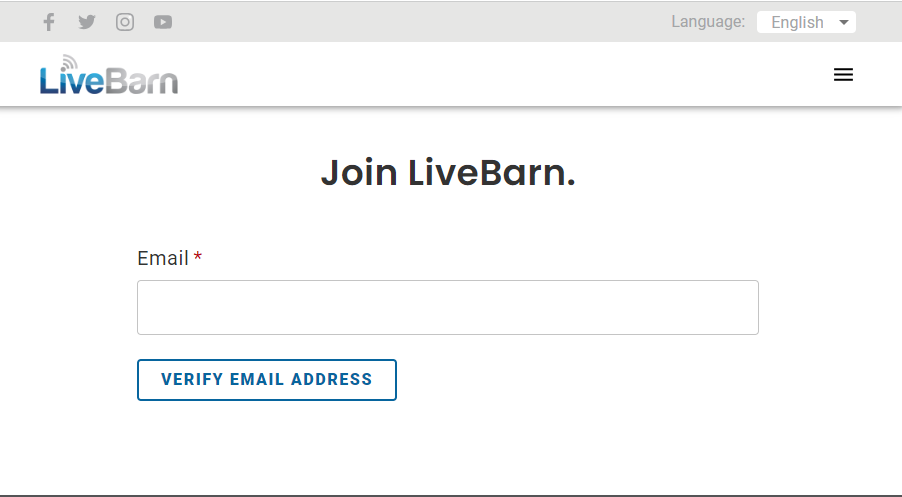 Hit the Verify Email Address option on LiveBarn website
