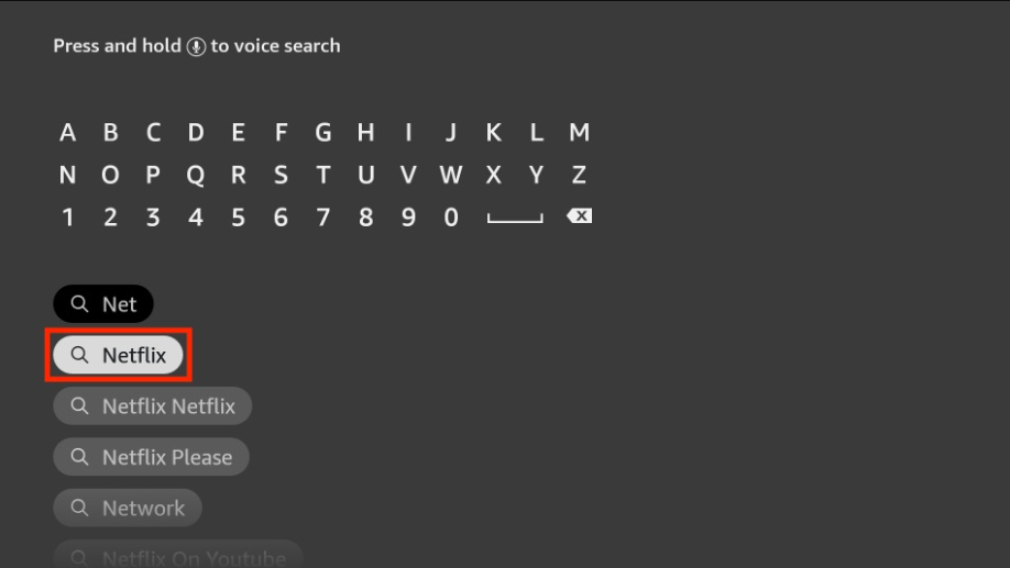 Search for Netflix on search bar