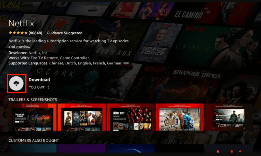 Hit the Download option to get Netflix on Firestick