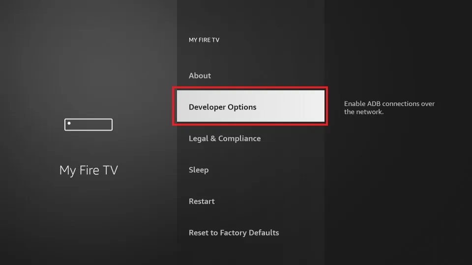 Hit the Developer Options on Firestick