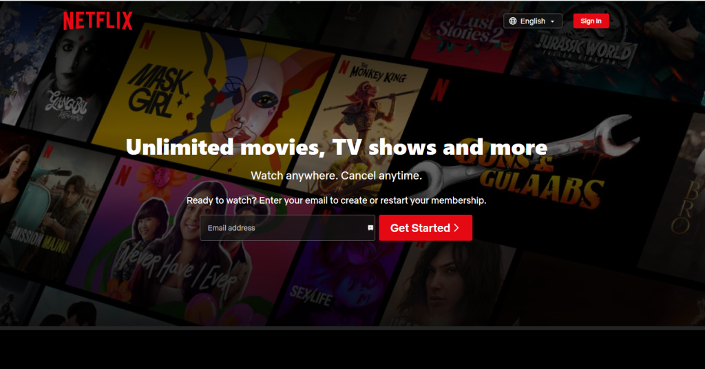 Hit the Get Started option on Netflix