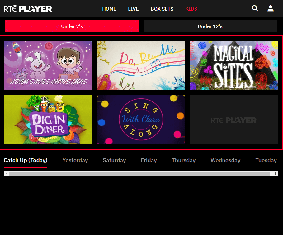 Stream the contents under Kids section on RTE Player