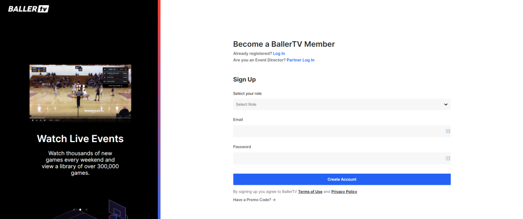 Sign up for BallerTV