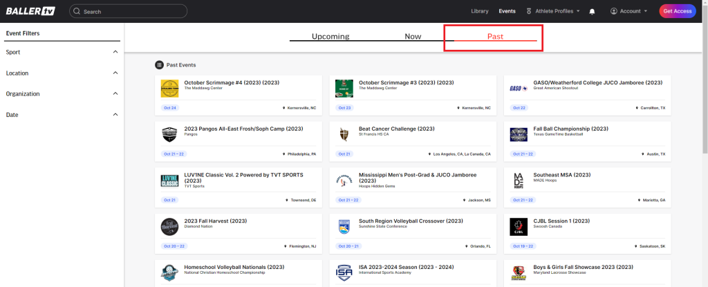 Go to Past BallerTV events
