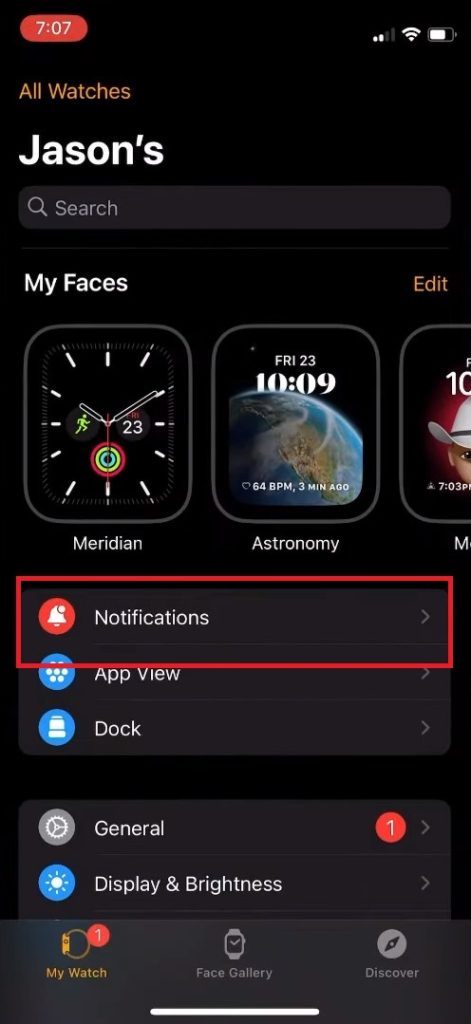 Go to Notifications on Apple Watch