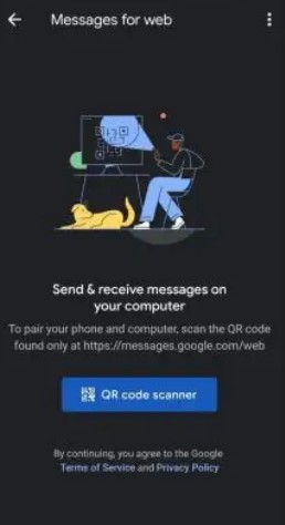 Tap QR Code Scanner to use Messages app on Desktop