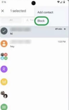 Select Block to block the text messages on your Android smartphone