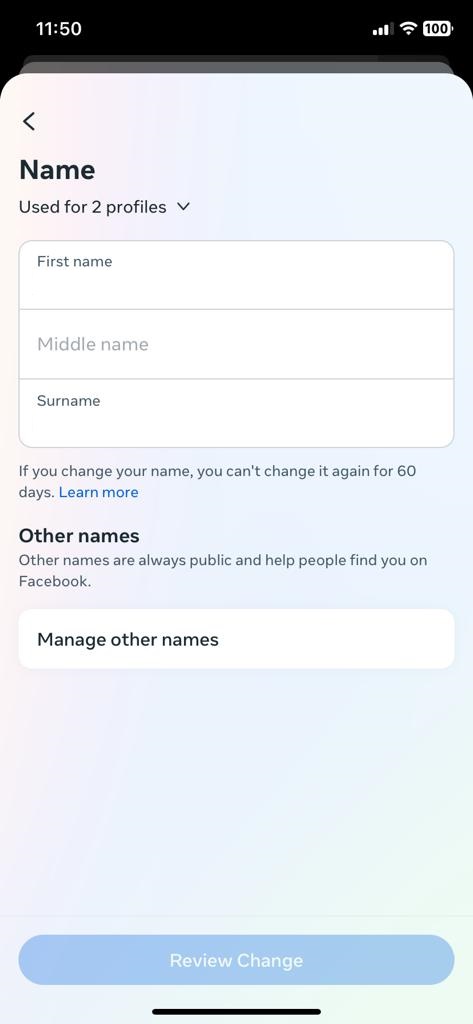 Enter the new name for Messenger