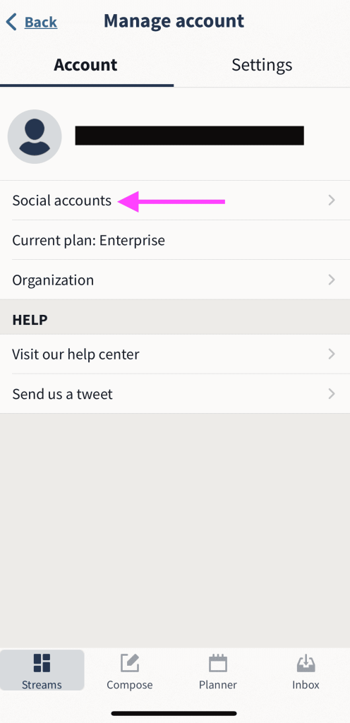 Select Social accounts