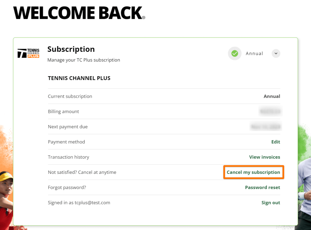 Select Cancel My subscription