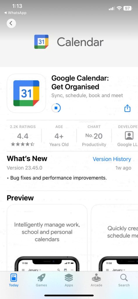 Get Google Calendar app