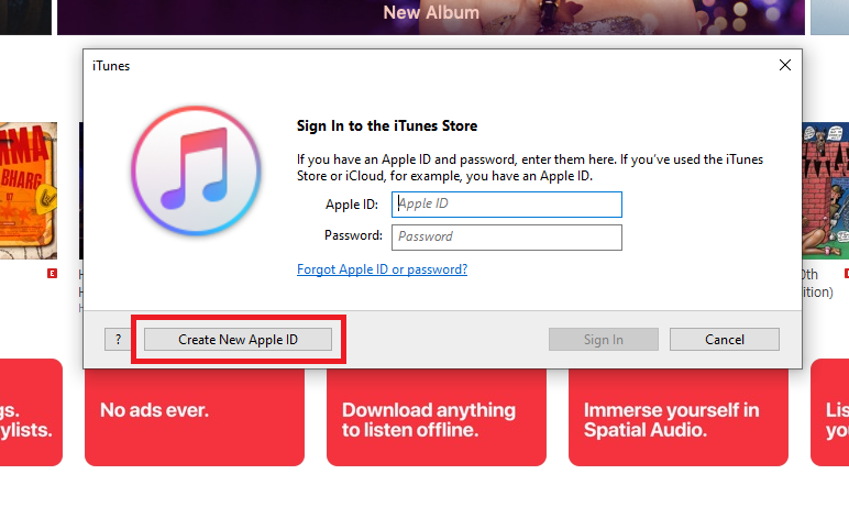 Tap the Create New Apple ID button