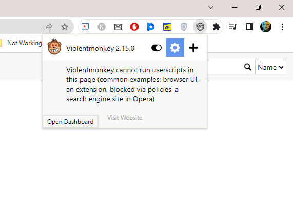 Open Violentmonkey extension