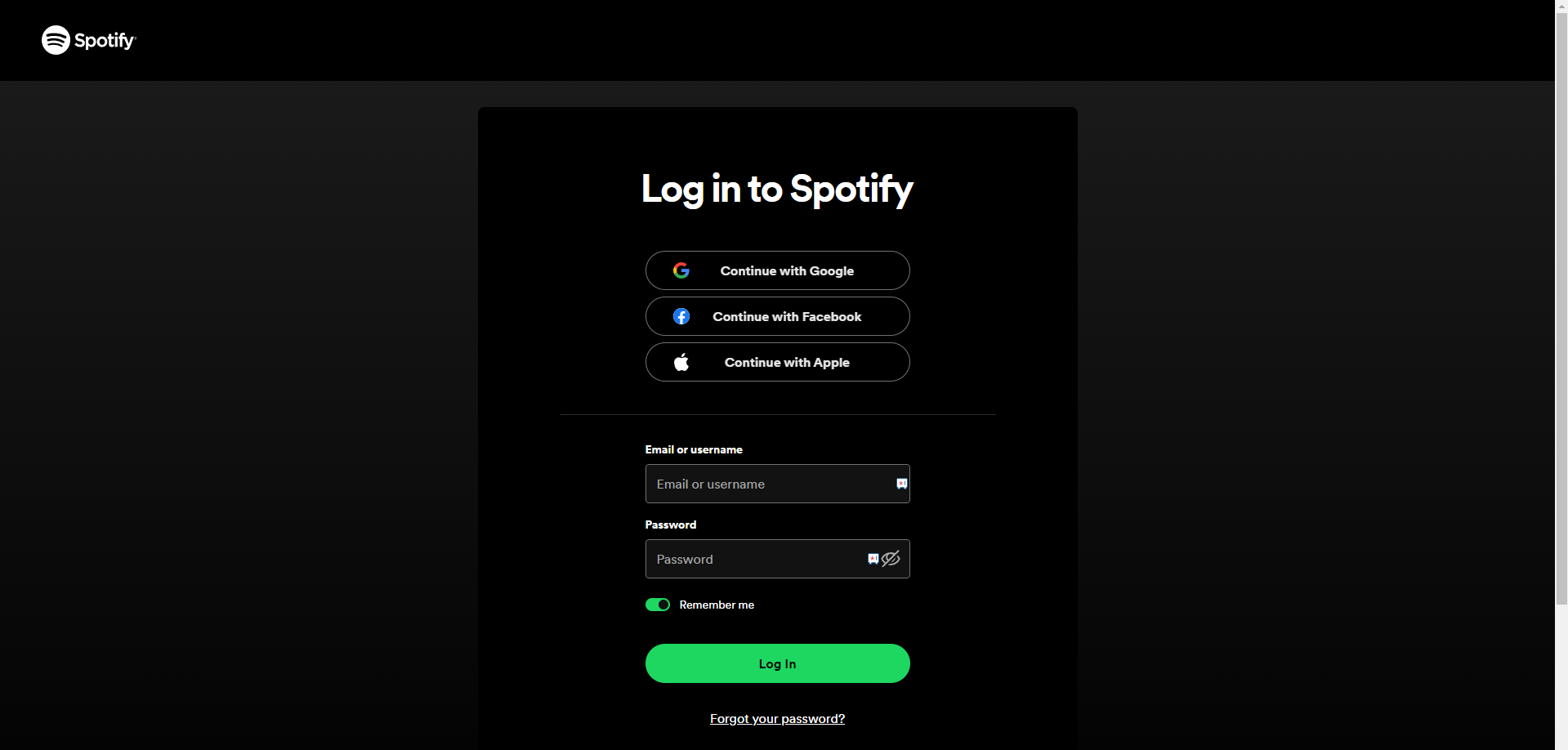 Log in to Spotify