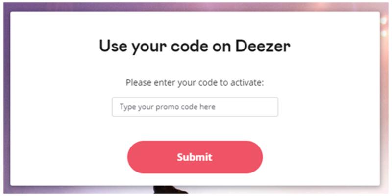Enter gift card code to get Deezer free trial