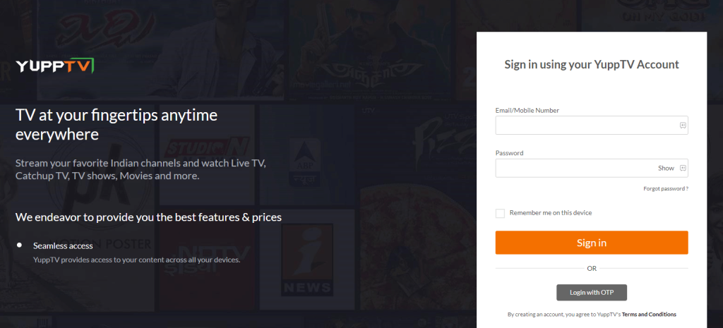 Sign In to your YuppTV Account