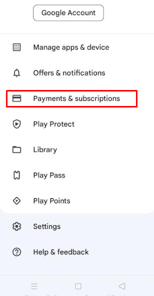 Click on Payments and Subscriptions to Cancel Qobuz Subscription