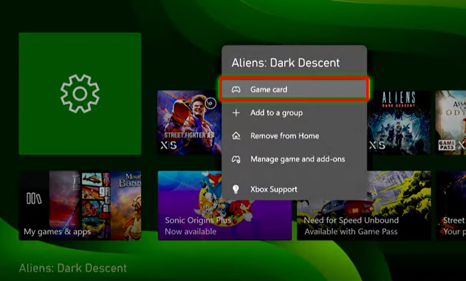 Click on Game Card option to Check Play Hours on Xbox