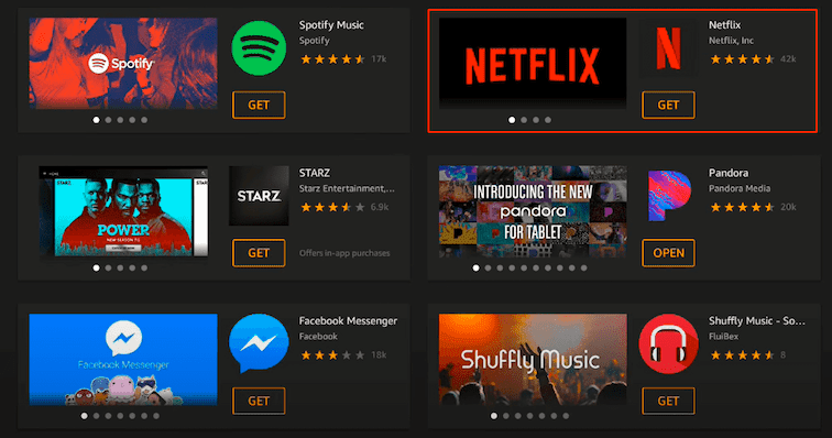 Netflix app on Fire Tablet