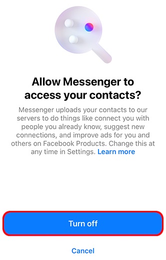 Click Turn off to Remove Suggested on Messenger