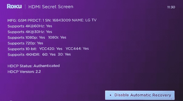 HDMI Secret menu