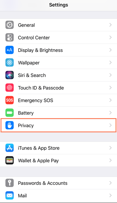 Tap Privacy From the Settings