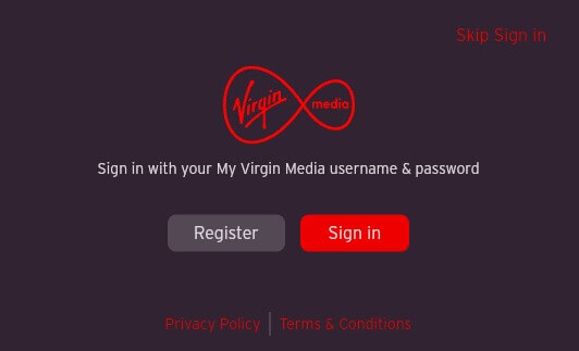 Click Sign In on the Virgin TV Go website