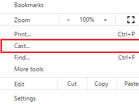 Click Cast option 