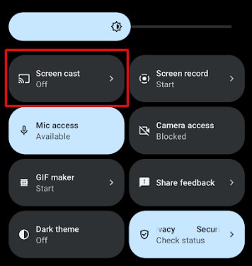 Click the Screen Cast icon on a smartphone