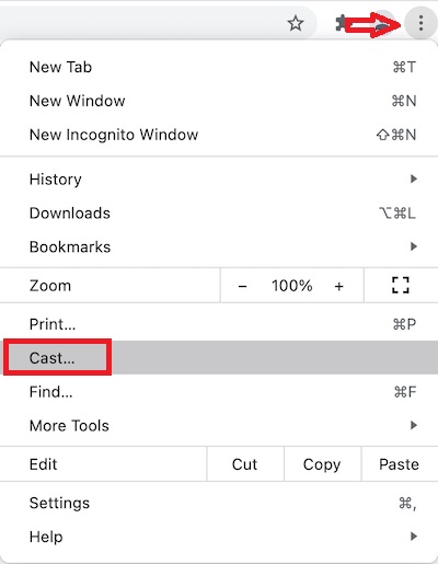 Google Chrome Cast option