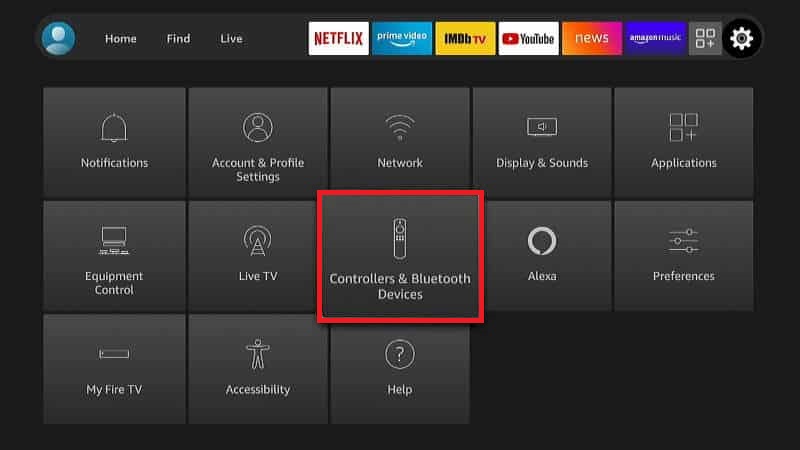 Click the Controllers & Bluetooth Devices in Settings