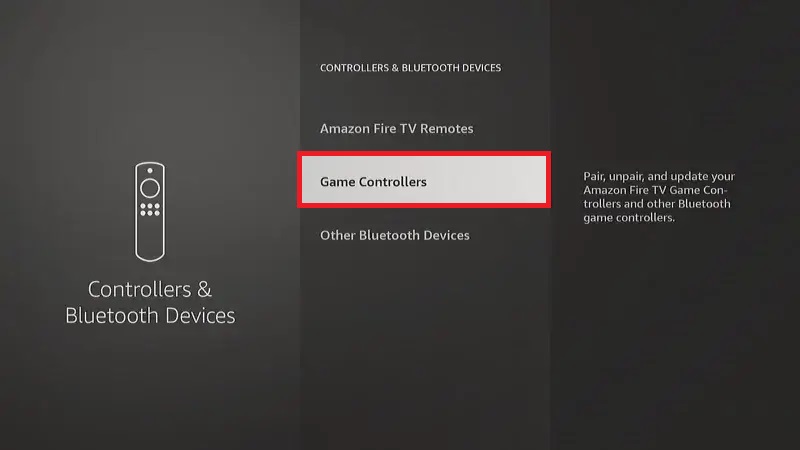 Click the Game Controllers Option