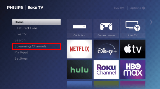 Click Streaming Channels on Philips Roku TV