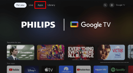 Click Apps on Philips Google TV