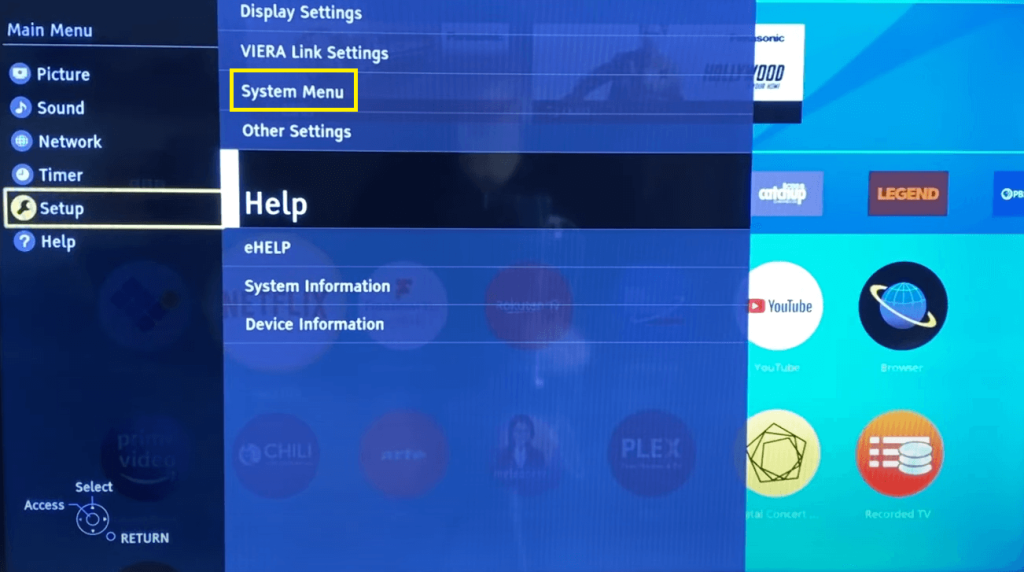 Click the System Menu Option